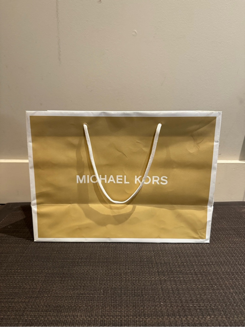 Michael Kors Tan and White Rope-Handle Shopping Bag